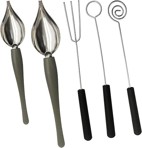 Miniatura 1 de Juego de 2 cucharas decorativas de dibujo, 3 piezas de herramientas de inmersión de caramelo, juego de cucharas de tenedor de chocolate de acero