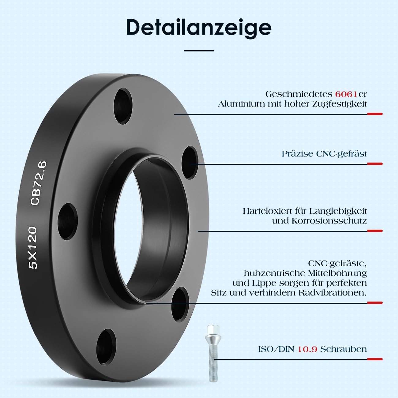 GEARMONSTER Spurverbreiterungen 2x20mm Distanzscheiben LK 120/5 NLB 72.6 Radschrauben M12x1.5 für BMW E36 E46 E90 E91 E92 E60 E61