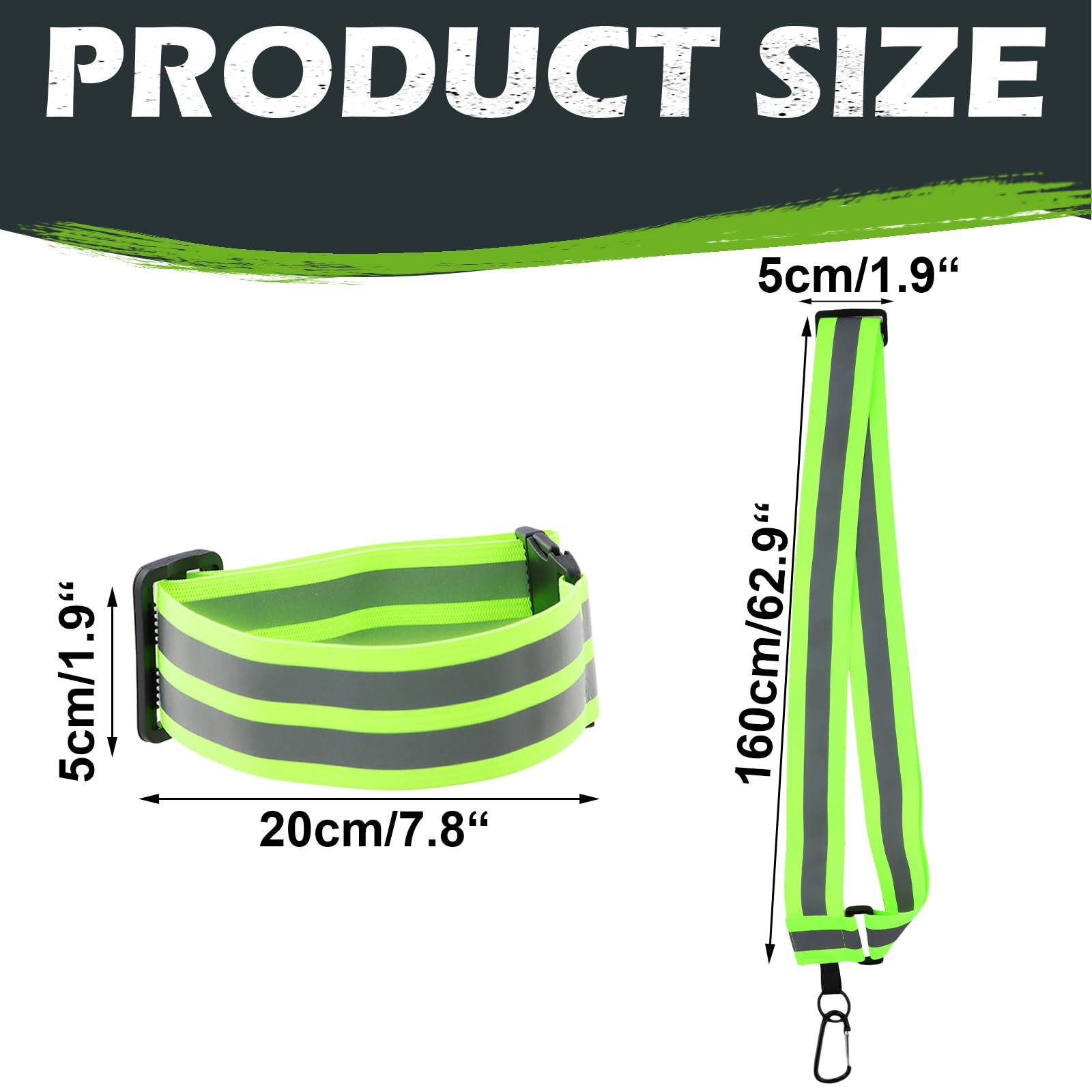 3 Pezzi Attrezzatura da Corsa Riflettente, 2 Bracciale Riflettente Elastici, Cintura Regolabile ad Alta visibilità, Bracciali Sportivi Riflettenti Regolabile per Corsa Bicicletta Passeggiate