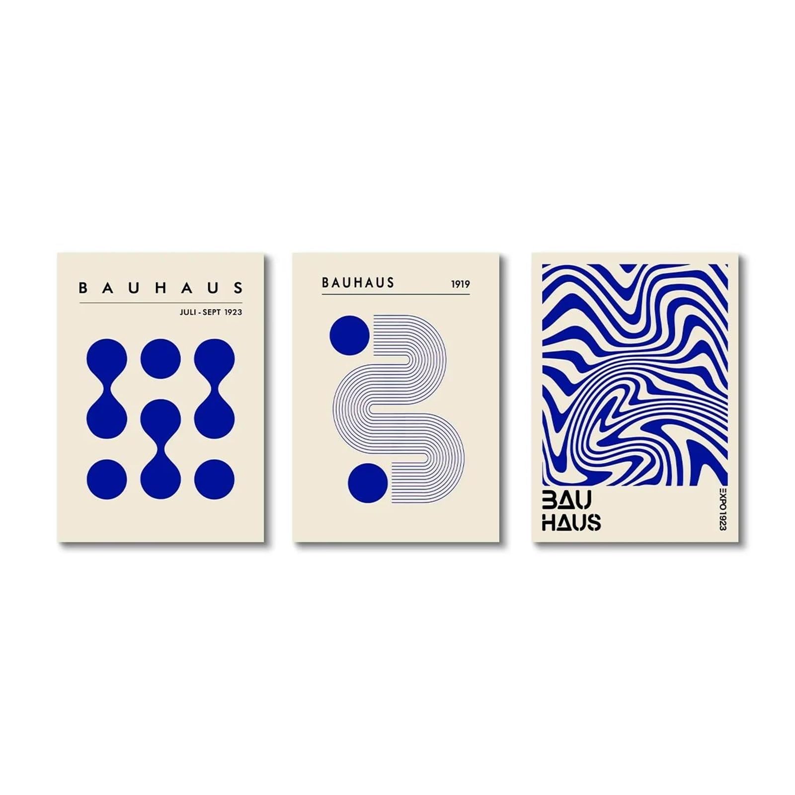 Peinture murale abstraite moderne Bauhaus pour dynamiser un mur blanc vide sans cadre 20x30