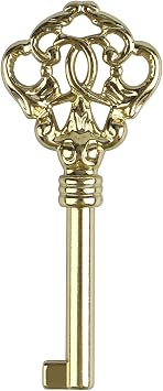 KYF-2 Solid Brass Reproduction Skeleton Key,Antique Brass Skeleton Key fits Most of Sligh, Pearl, Colonial and Seth Thomas Clocks - Fancy, Vintage and Old Furniture 1 pcs