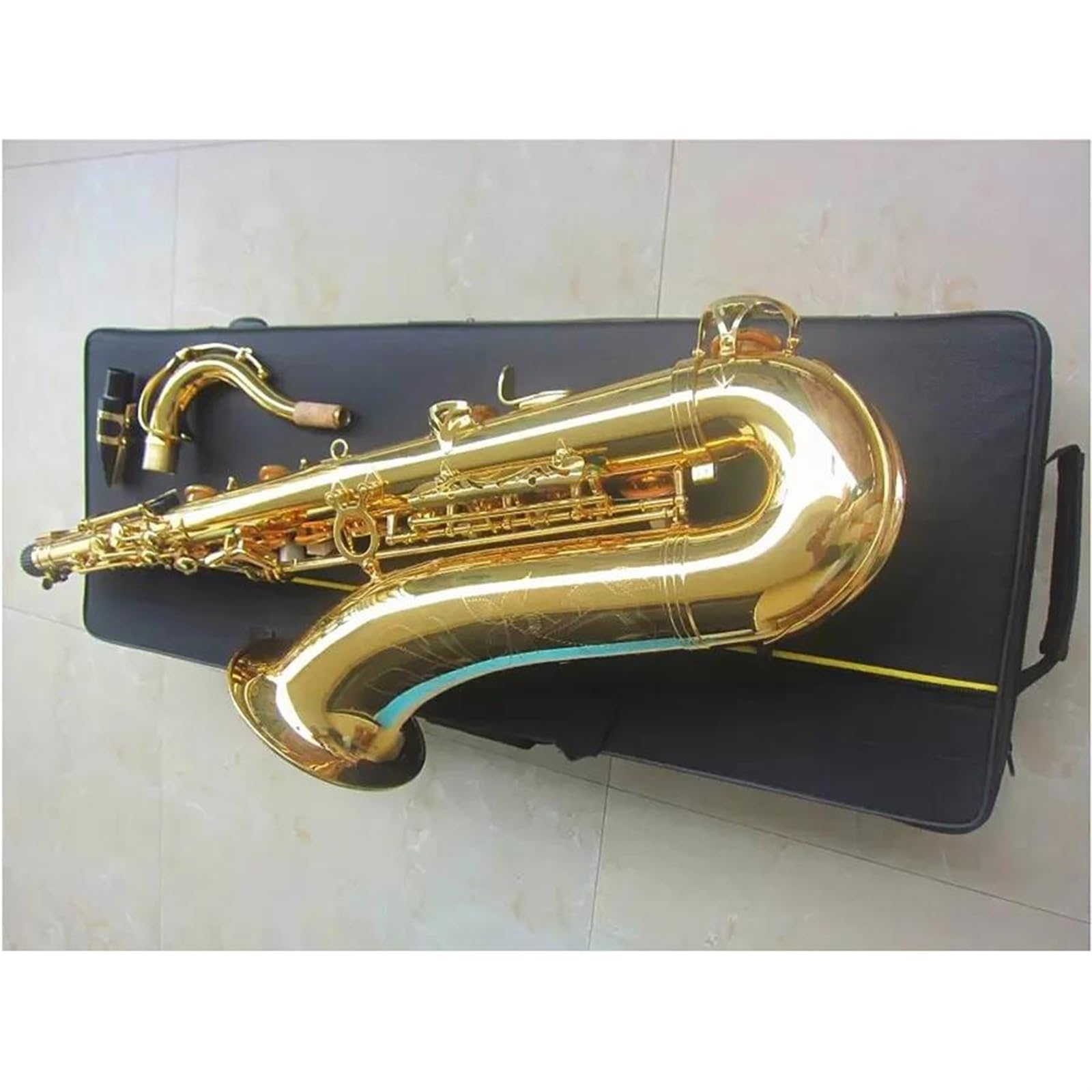 Saksofon Tenorowy Bb Płaski Złoty Saksofon Profesjonalny Instrument Muzyczny Mosiężny Z Etui profesjonalny Saksofon
