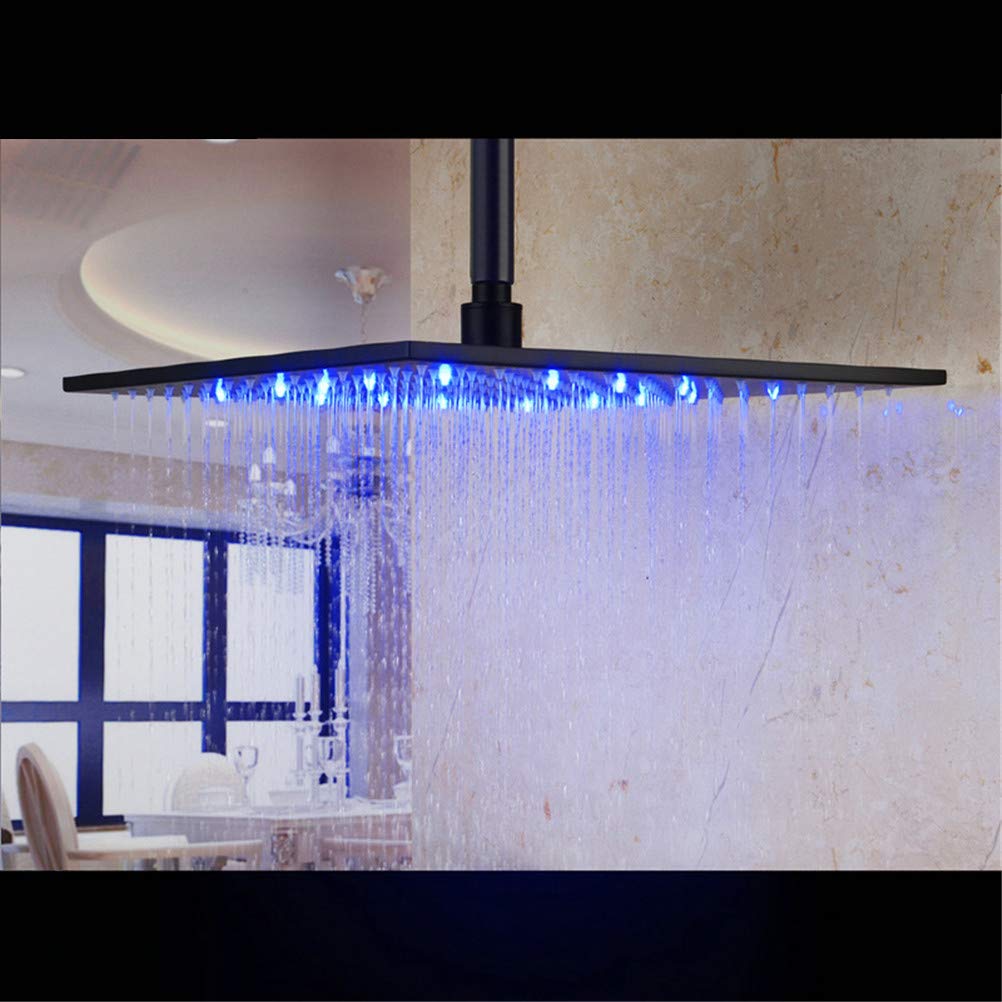 Accesorios de baño, Cabezal de Ducha Giratorio LED, Cabezal de Ducha Tipo Lluvia de 8 a 16 Pulgadas, Cuadrado, Acero Inoxidable, Cabezal de Ducha Fijo, Grifo, a