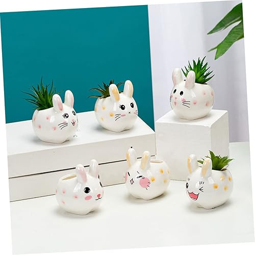Miniatura 5 de Yardwe Macetero para plantas de interior, macetas pequeñas, macetas para suculentas, mini soporte para conejo, maceta de conejo, maceta para el