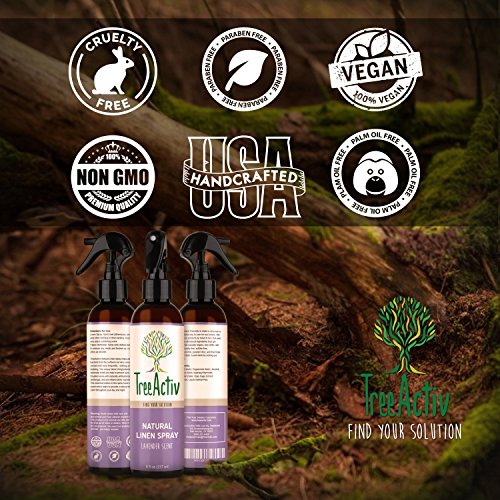 TreeActiv Natural Linen Spray, Kills Acne Causing Bacteria, Eliminates Odors, Fabric, Bedding, Clothing, Carpet & Furniture Refresher, (8 fl oz) (Lavender)