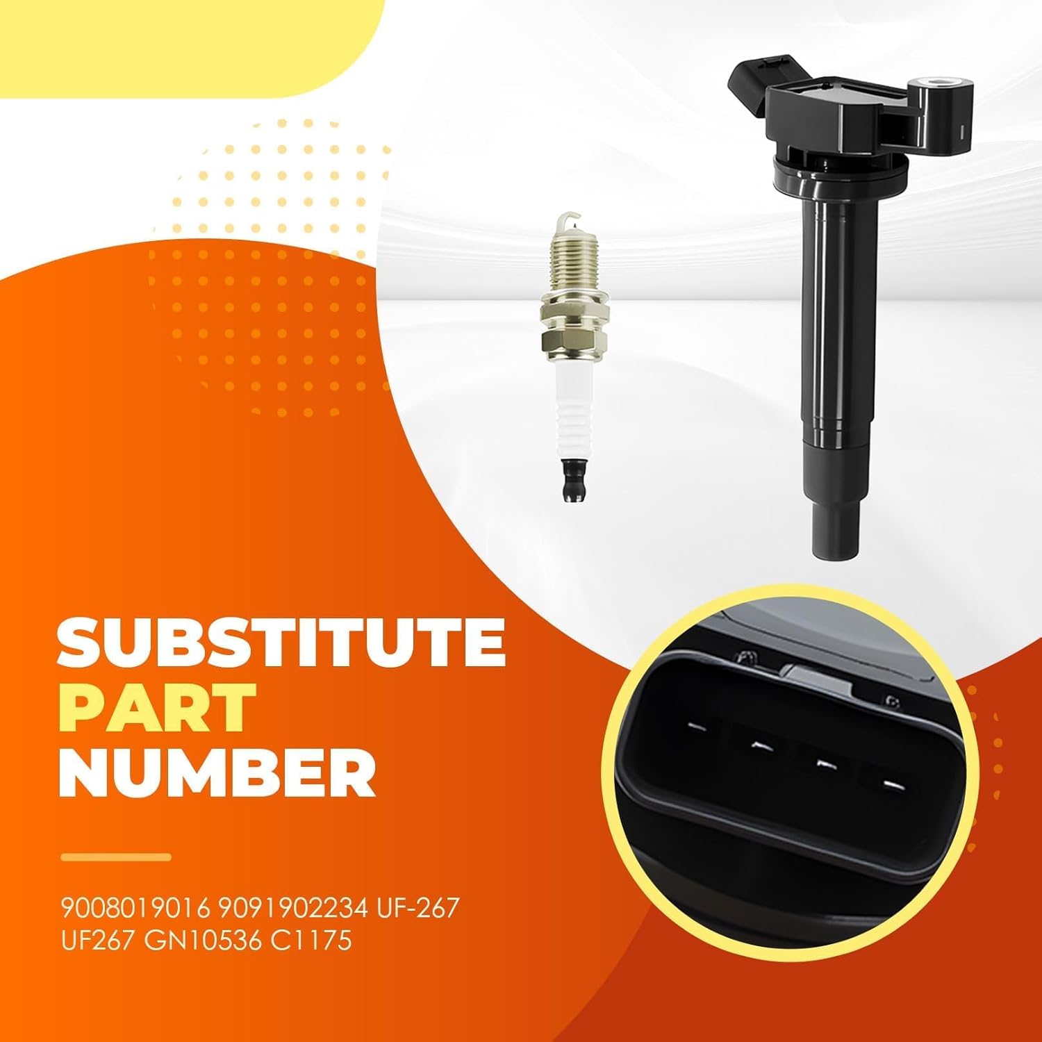 UF267 Ignition Coil and Platinum Spark Plug Set of 6 Compatible with ES300 ES330 RX300 RX330 RX400H Camry Sienna Avalon Highlander Solara 3L 3.3L V6 90919-02234 9008019016