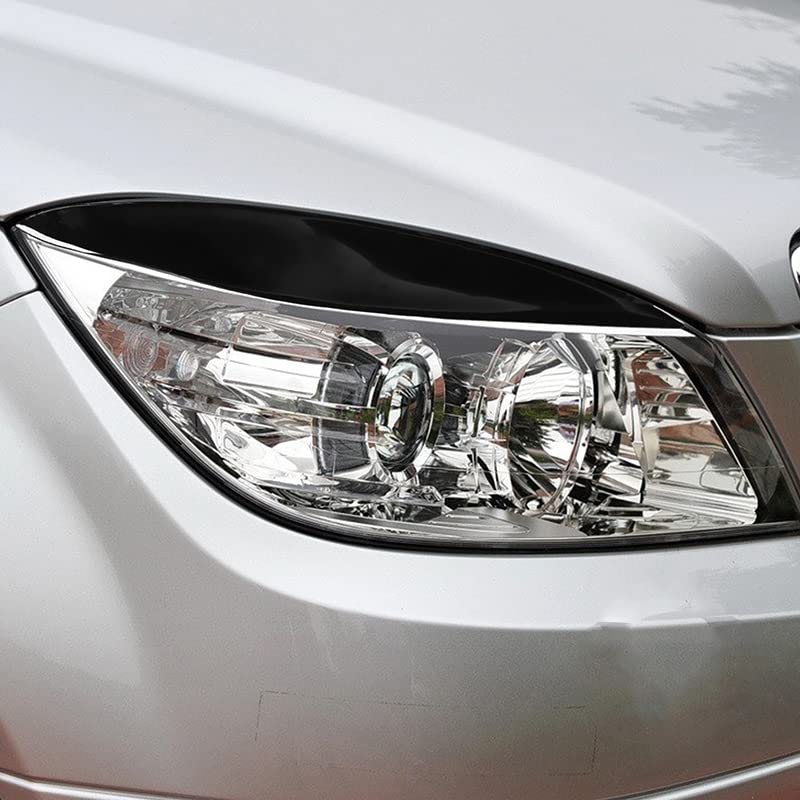 Copripalpebre Fari Auto Per Mercedes Classe C W204 2008-2011 - Nero Lucido, Stile Tuning - Foto 3