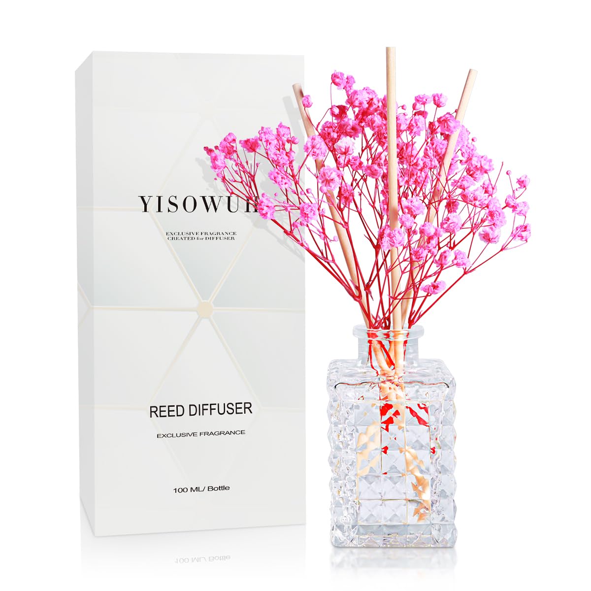 Reed Diffuser Set 3.38oz (100ml) Miss Coco Rose Scent Diffuser 1 Pack with 8 Sticks Long Lasting Fragrance for Home, Bathroom, Room Decor