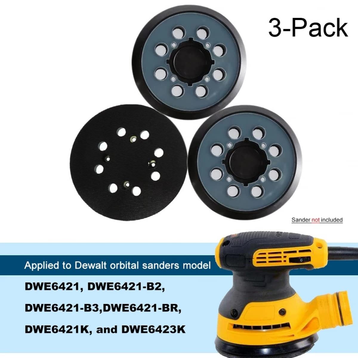 DAZZLEEX Protezione per cuscinetti di supporto, 3 pezzi, 125 mm, 8 fori, per levigatrice DWE6423