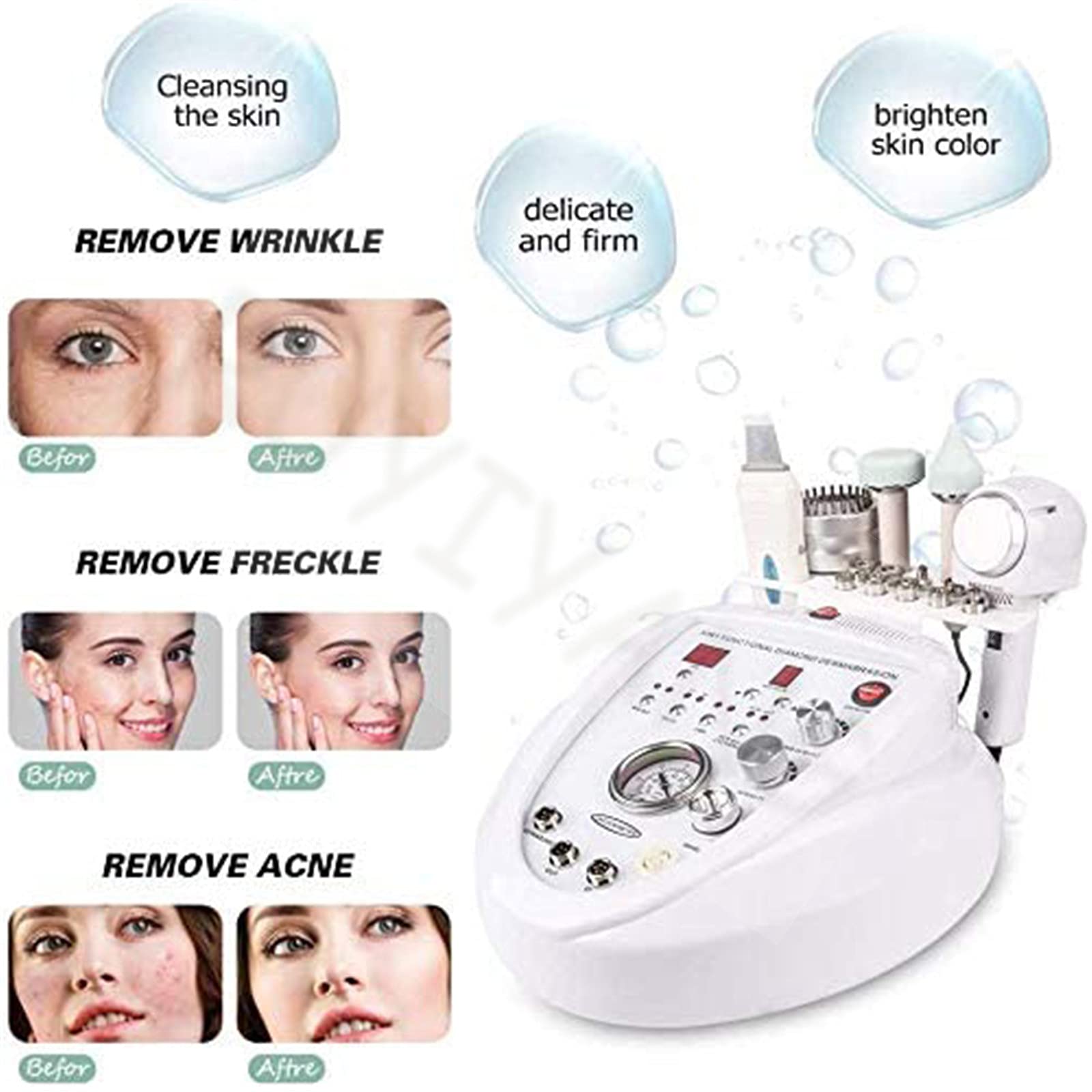 5 En 1 Machine De Microdermabrasion Diamant Machine De Rajeunissement De Peau Nettoyage Facia Équipement De Salon De Beauté Pour Le Visage Pour Nti-Âge Pour Enlèvement De Rides