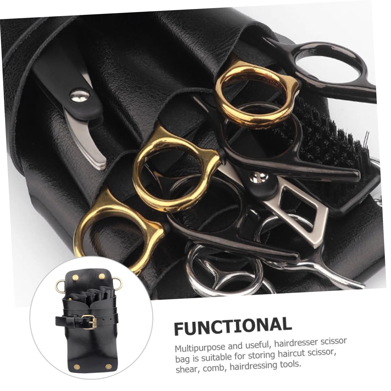 Paquet Banane de Coiffeur Paquet à Ciseaux Professionnel Pochette Rangement Outils Coiffure Portable Grosse Capacité pour Salon de Coiffure