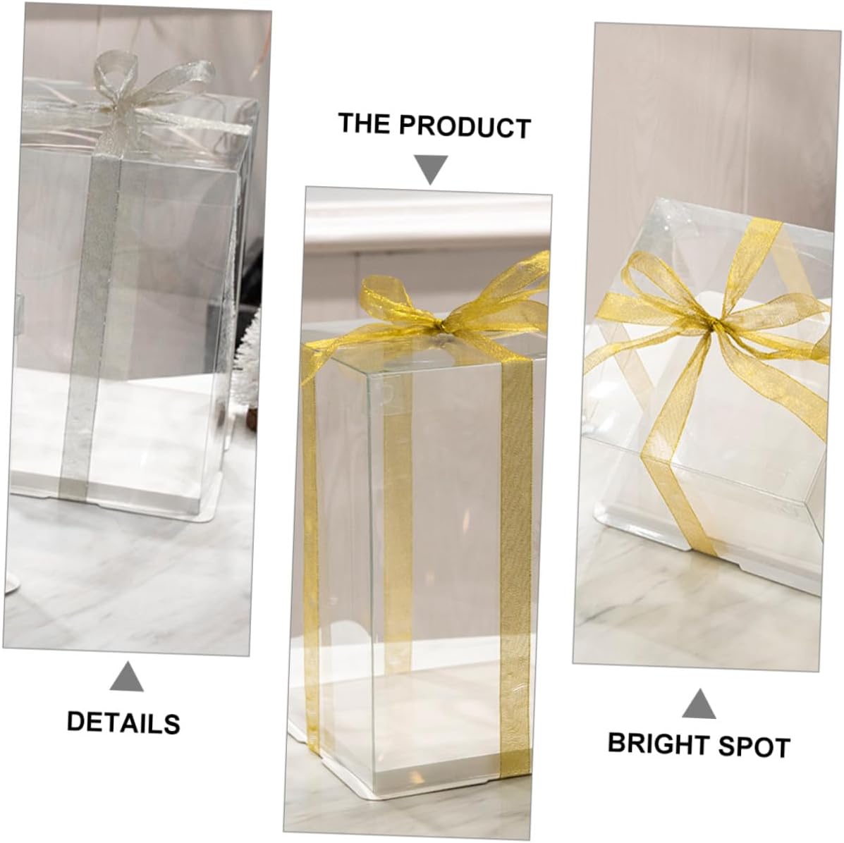 8-inch Square Cake Carrier Box 5pcs Set Tall Double-layer Food Packaging Cake Storage Container with Ribbon for Birthday and Party Use