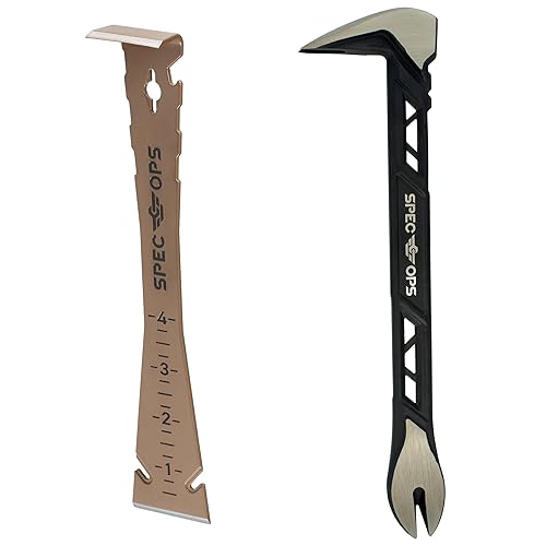 Miniatura 9 de Spec Ops Tools - Barra de corte de 9.5 pulgadas, barra de palanca, acero de resorte de alto carbono, regla y barra de palanca integradas, bordes
