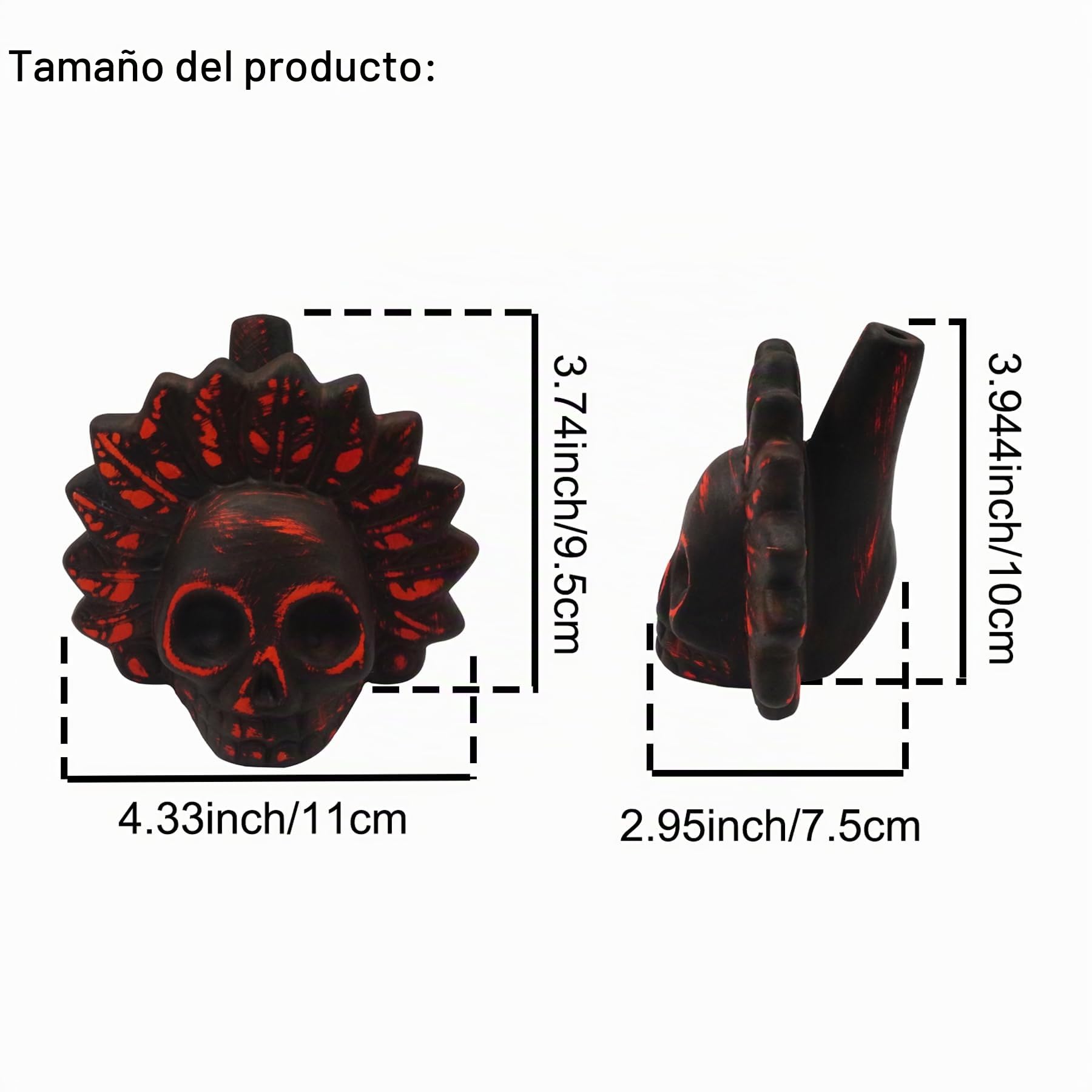 Silbato Azteca de la Muerte, 125 dB+ Sonidos Humanos Gritando, Fiesta Temática de Halloween, Silbato de Calavera Humano Fuerte Gritando Azteca (Negro y Anaranjado)