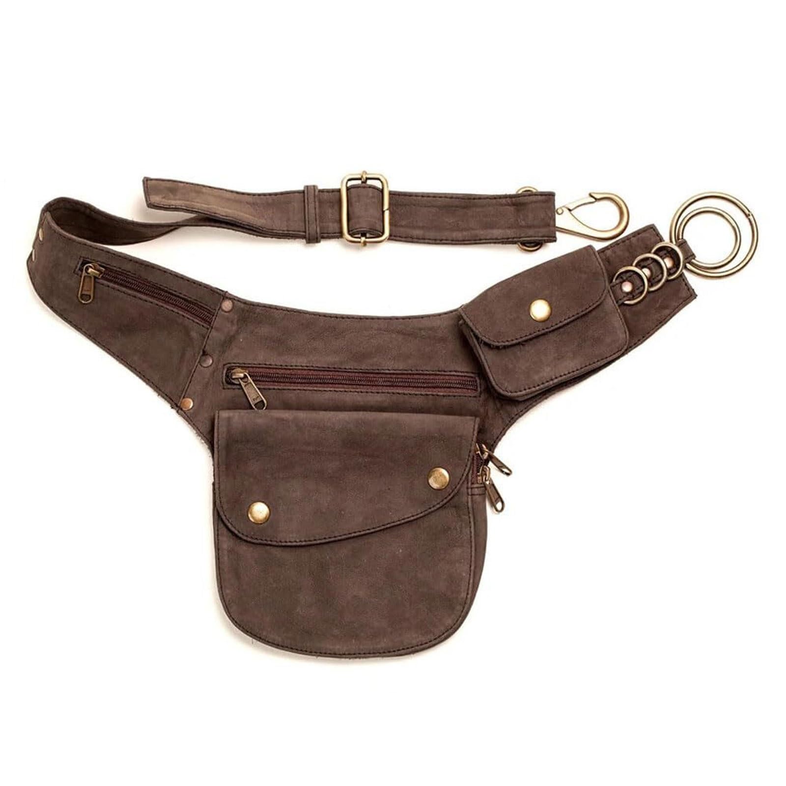 Steampunk Vintage torba na pasek dla kobiet PU skóra zamek błyskawiczny gotycki portfel i etui na telefon do codziennego użytku etui fantazyjne etui, Bruin, Talla única
