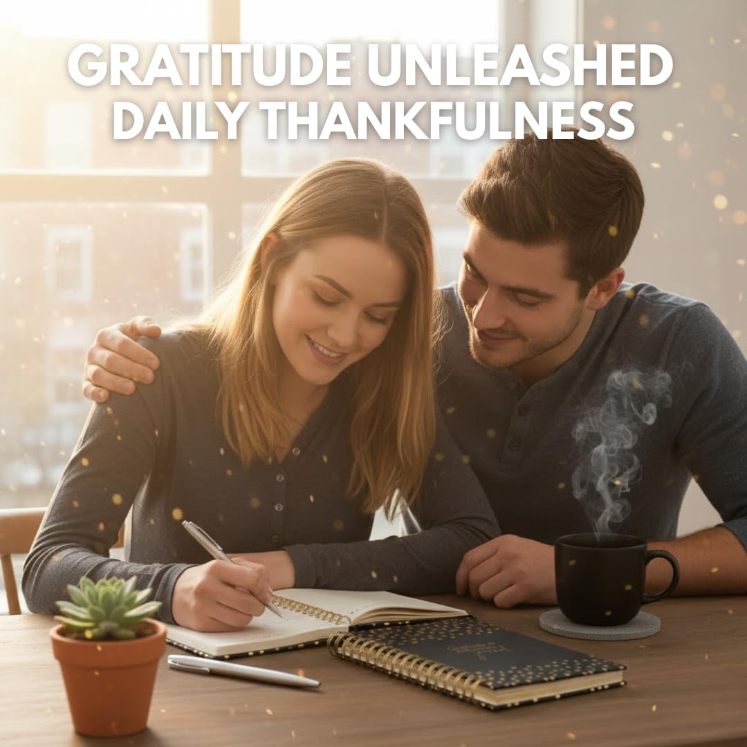 Diario de gratitud para mujer: indicaciones de agradecimiento y afirmaciones positivas diarias, planificador guiado y regalo pensado para diario de amor propio y felicidad, azul marino