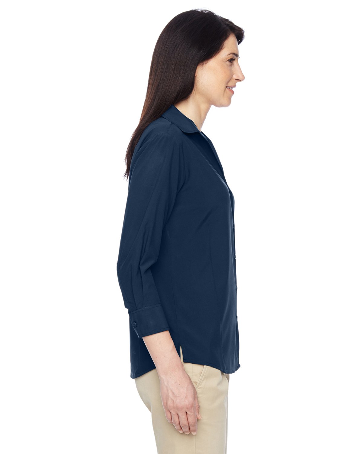 Harriton Ladies' Paradise 3/4-Sleeve Performance Shirt S NAVY