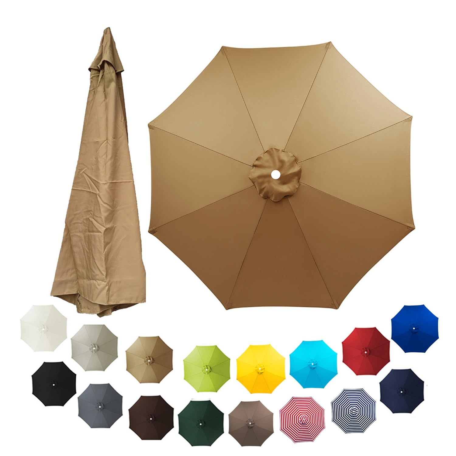 Replacement Umbrella Covers For 6.5ft/7.5ft/9ft/10ft, Outdoor Table
