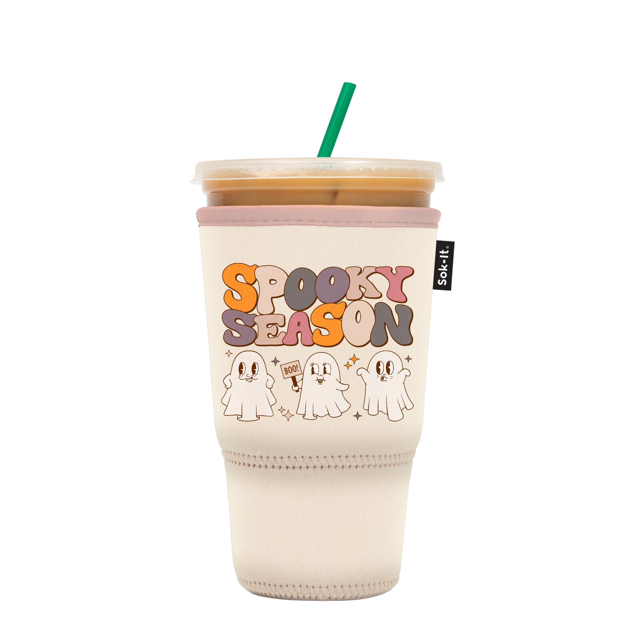 Sok It JavaSok Iced Coffee &amp; Cold Soda Insulated Neoprene Cup Sleeve (Spooky Season, Large: 30-32oz)