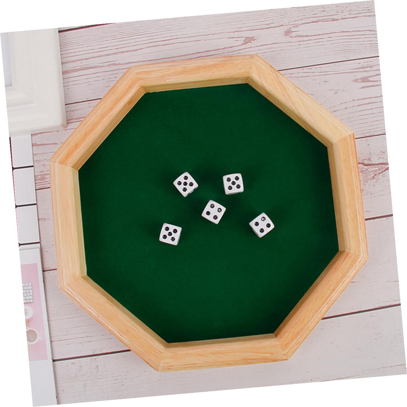 Jeux de Dés en Bois Vert, Set de Dés Halloween pour Fête et Bar
