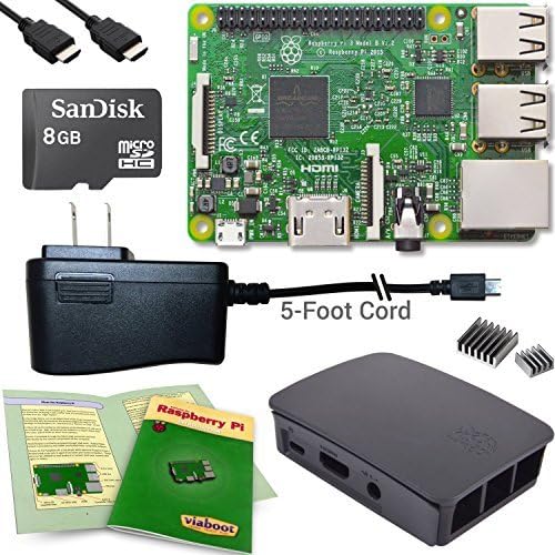 Viaboot Raspberry Pi 3 Complete Kit — 32GB Official Micro SD Card, Official Black/Gray Case Edition