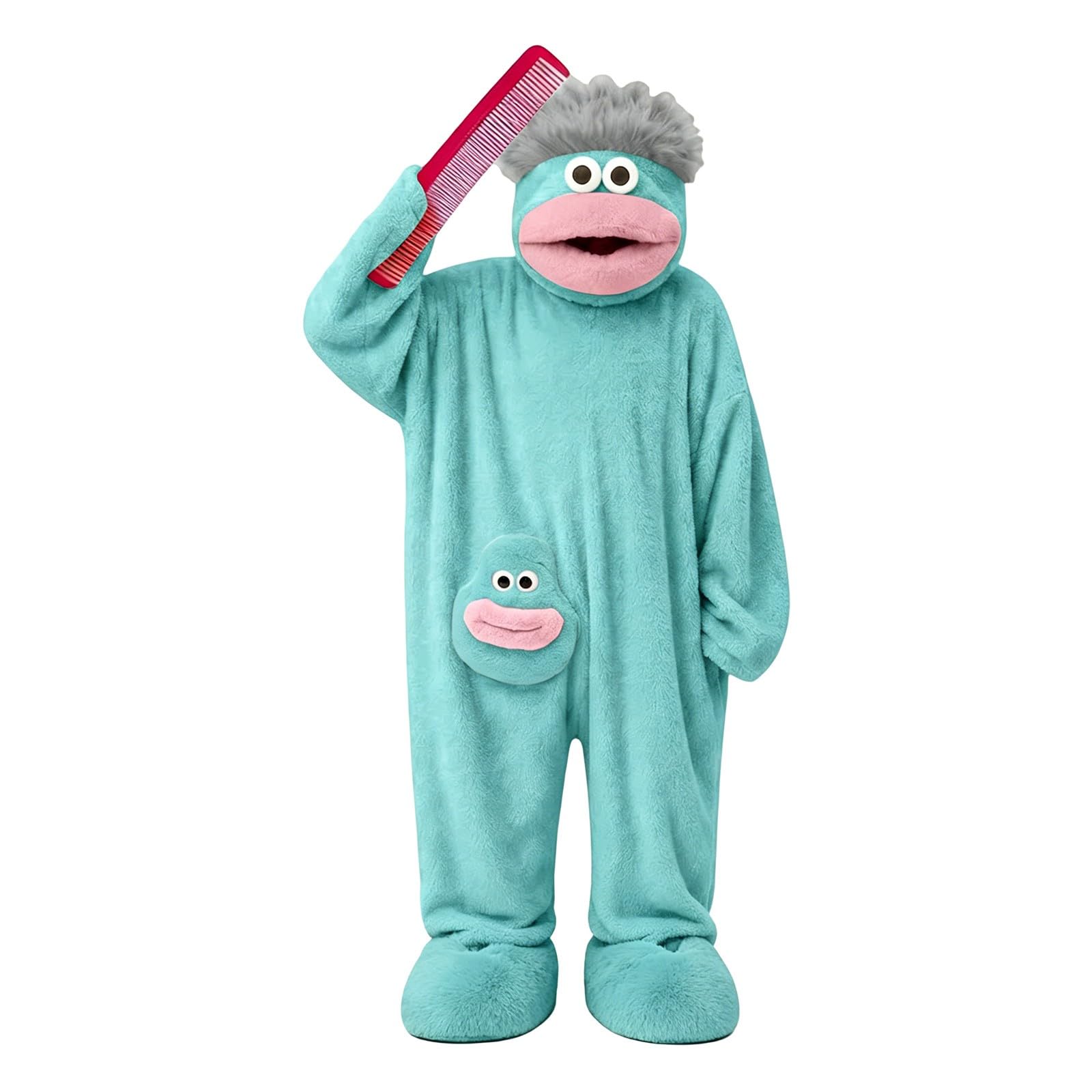 Funny Silly Onesie Kids Halloween Costume Hooded Jumpsuit Big Mouth Monster Funny Silly Onesie Kids Halloween Costume Hooded Jumpsuit Big Mouth Monster (A-4-Blue, 4-5 Years) — image 1