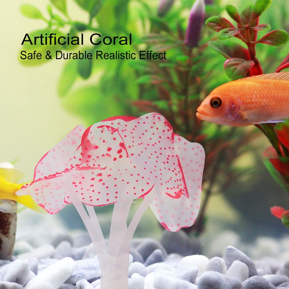 Pssopp Artificiel Rouge, Decoration d'Aquarium, Effet Brillant, 8cm x 4.5cm, 1 Unite, Melange de Varietes, Naturel, Decoration d'Aquarium Artificielle