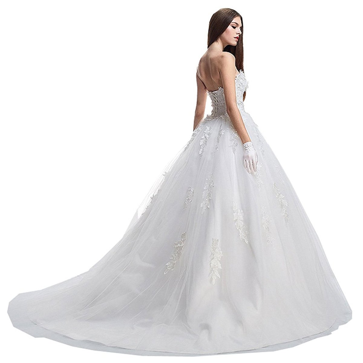 Abito da Sposa Lungo in Pizzo A-Line delle Donne, Fuori Spalla Abito da Sposa