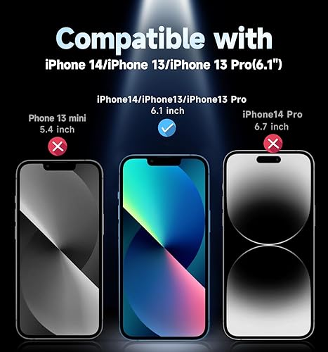 Miniatura 2 de MAGIC JOHN Paquete de 2 protectores de pantalla de vidrio de privacidad para iPhone 1313Pro14 de 6.1 pulgadas, eliminación automática de polvo, sin