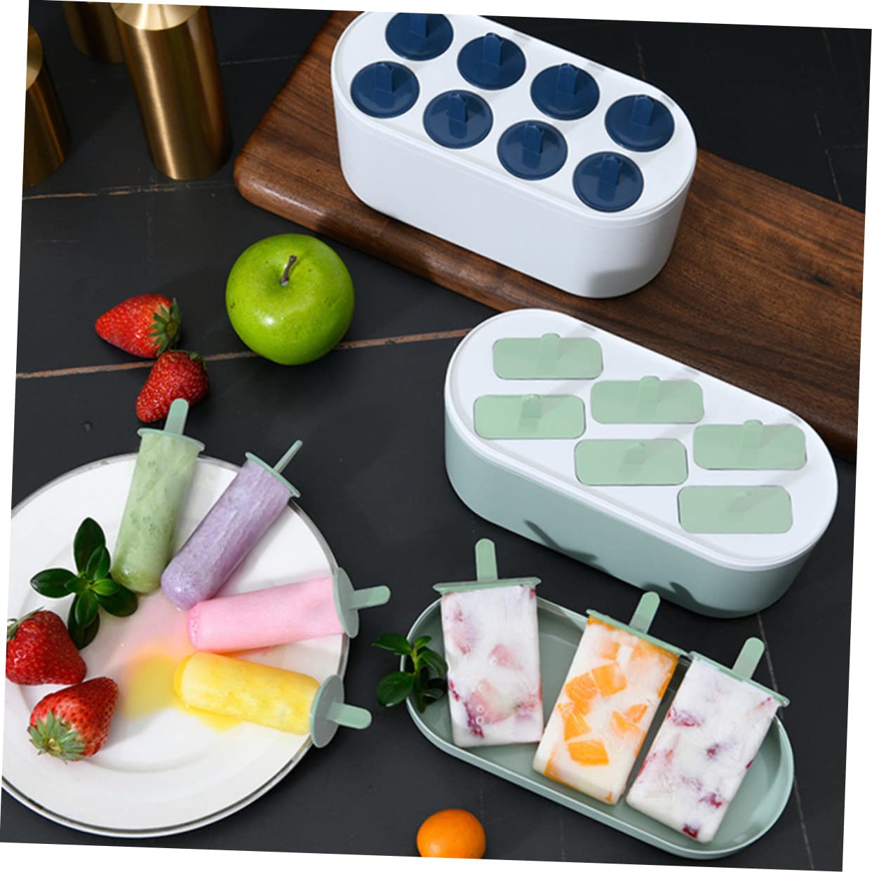 Cabilock 6Grids Ice Cream Mold for DIY Popsicles Light Green Ice Lolly Maker Easy to Reusable for Homemade Yogurt Ice Cream Portable Design for Treats