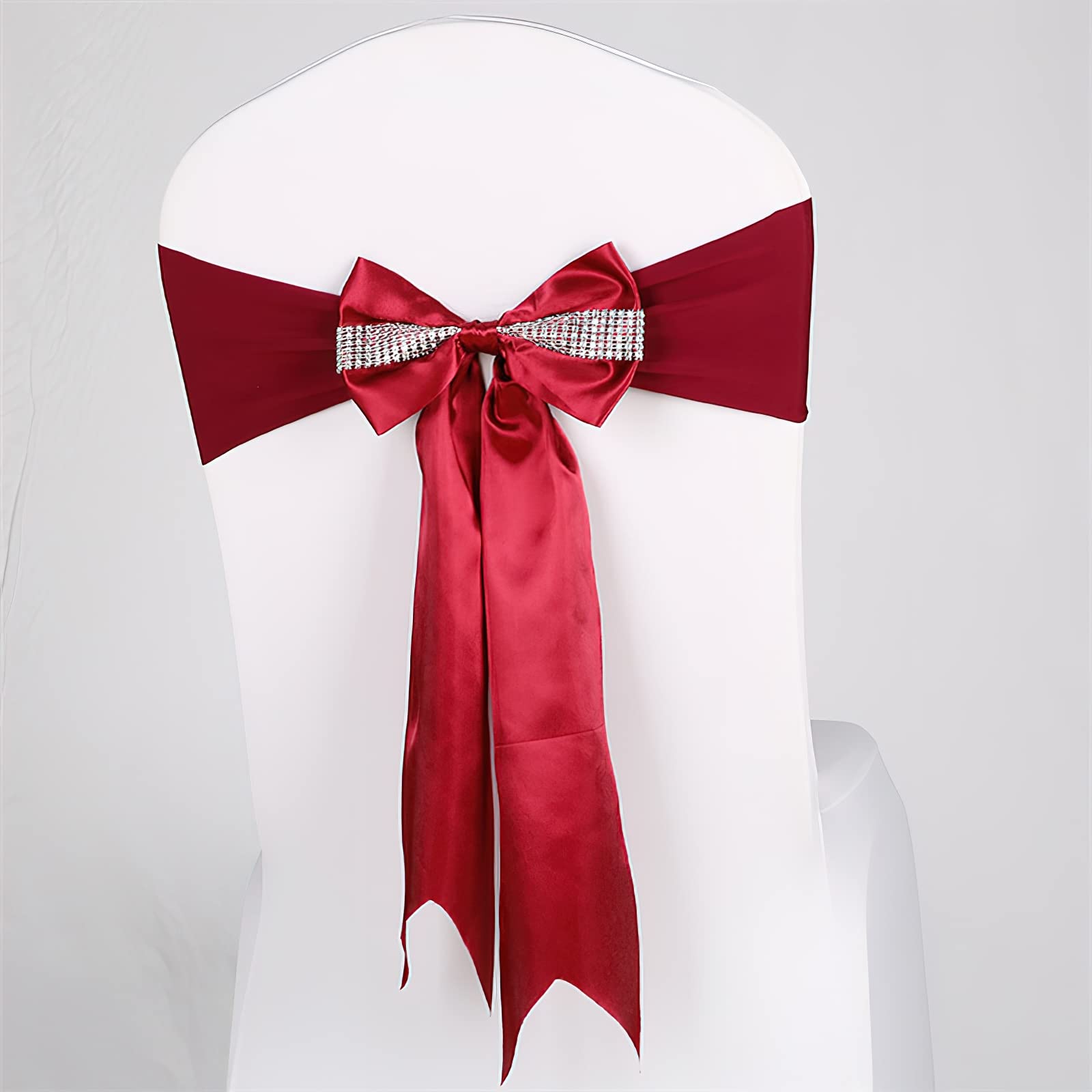 Szarfy na krzesła, kokardy, opaski, krawaty, kokardy, organza ślubna, tiul, kwiaty na okładki, szarfy na przyjęcia urodzinowe, dekoracje hotelowe(Red Wine,50PCS)