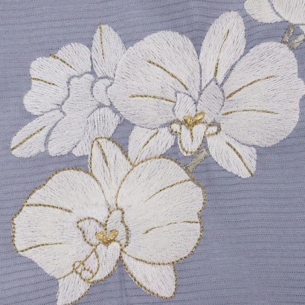 Hanna 未着用 絽 金駒刺繍 花籠 夏着物 仕付糸付 訪問着 6436 Amazon.co.jp: 夏着物長尺 刺繍 夏着物 『駒絽』 訪問着 胡蝶蘭 白×藤