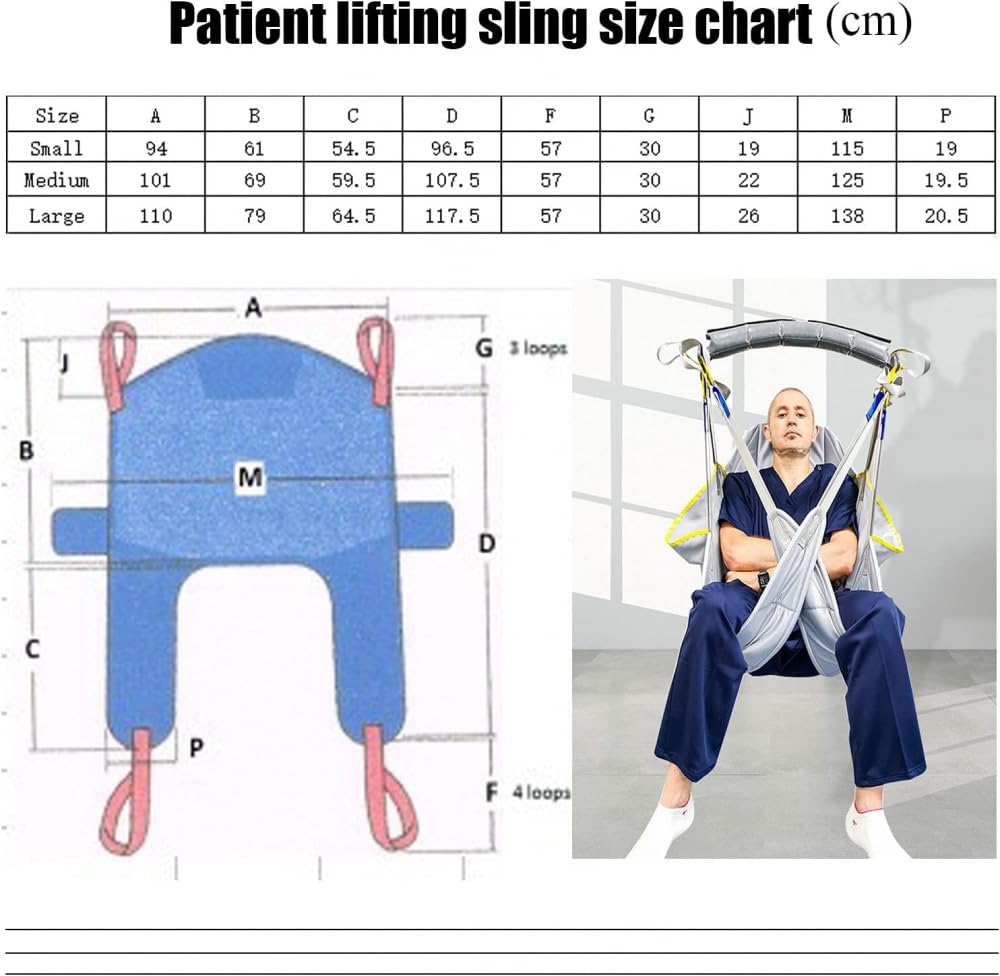 Arnes Grua Traslado Enfermos Personas Mayores, Eslinga De Elevación De Pacientes para Transferencia Asistida, Ajustable Levantamiento De Pacientes Cabestrillos, Carga-230kg-S