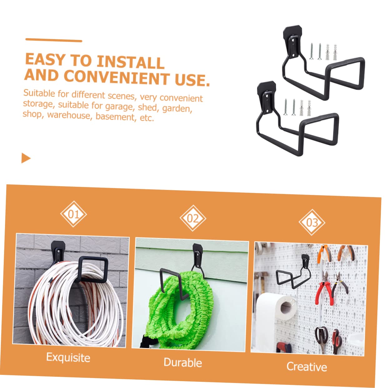 WOONEKY 2pezzi Ganci Da Muro Heavy Duty Per Garage Di Ganci Utili Per Organizzazione Di Utensili Attrezzature Sportive e Giardinaggio Facili Da Installare e Resistenti Alla Corrosione
