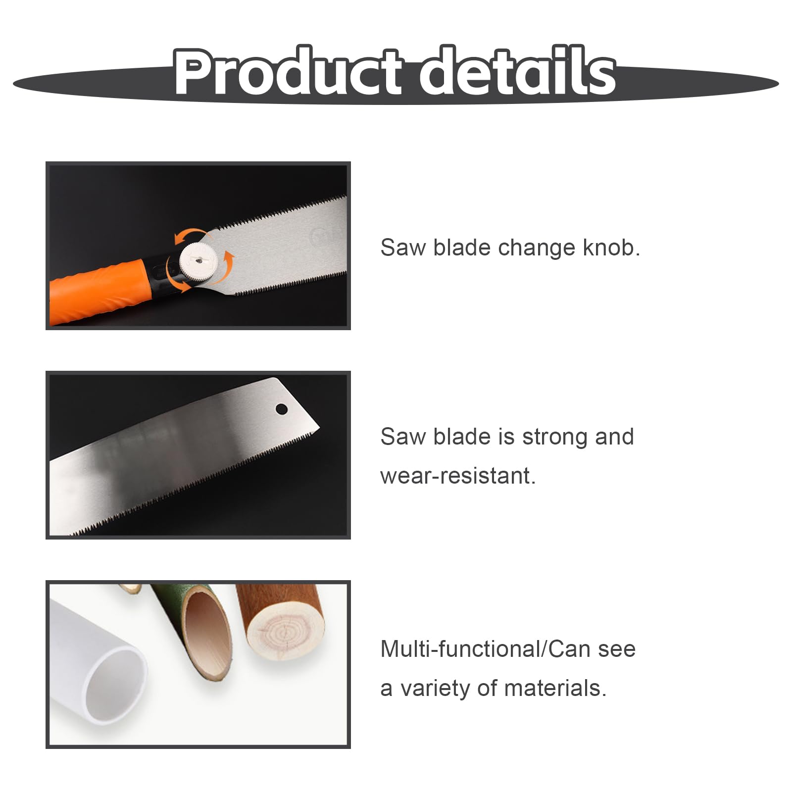 Scie Japonaise 270 mm avec Lame en Acier au Carbone SK5, Double Bord et Gants de Travail - Pour le Travail du Bois