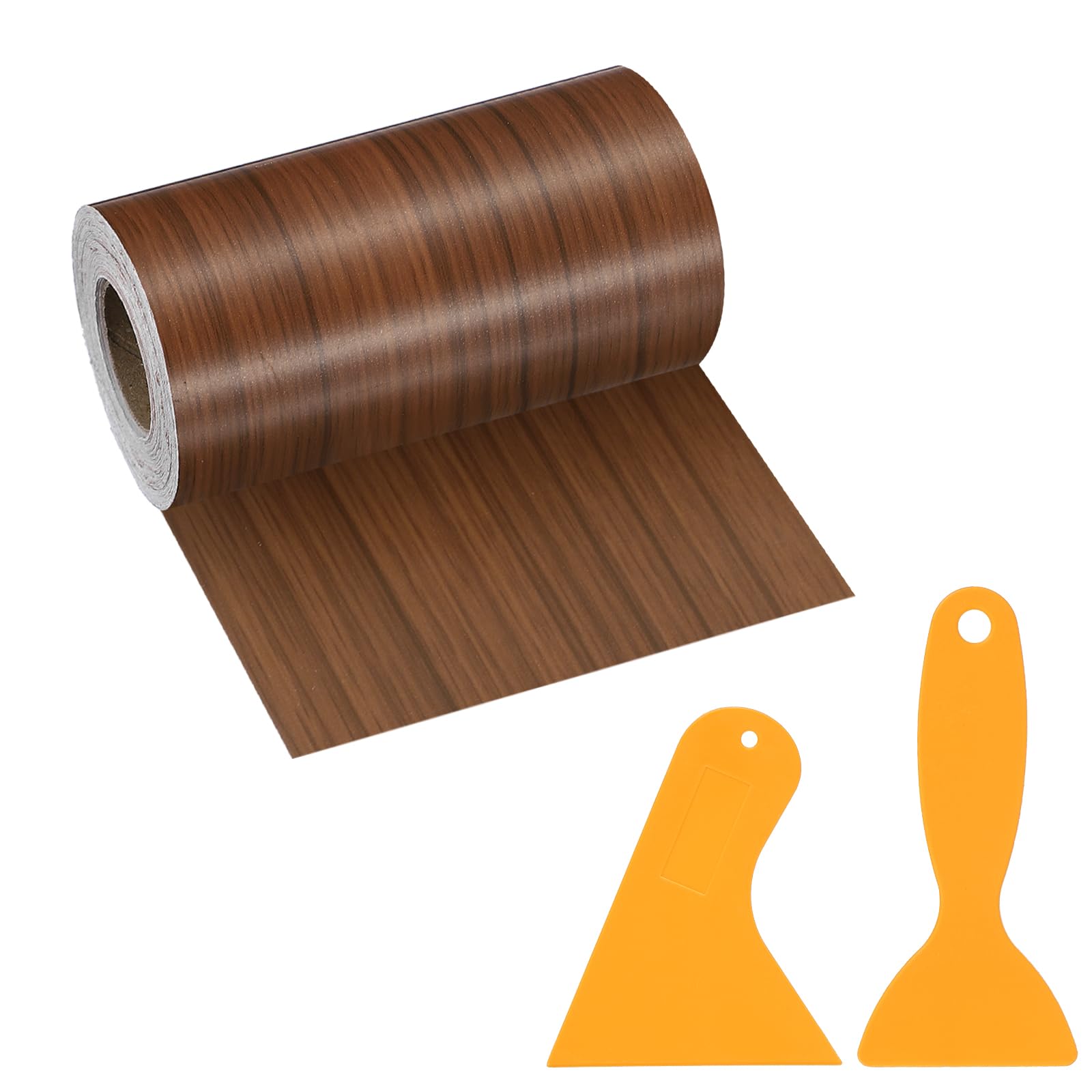 PATIKIL Wood Grain Repair Tape, 4" x 33' Self Adhesive Realistic Wood Tape with Scraper Durable Repair Patch for Furniture Floor Window Door Table DIY Home Decor, Dark Wood Grain