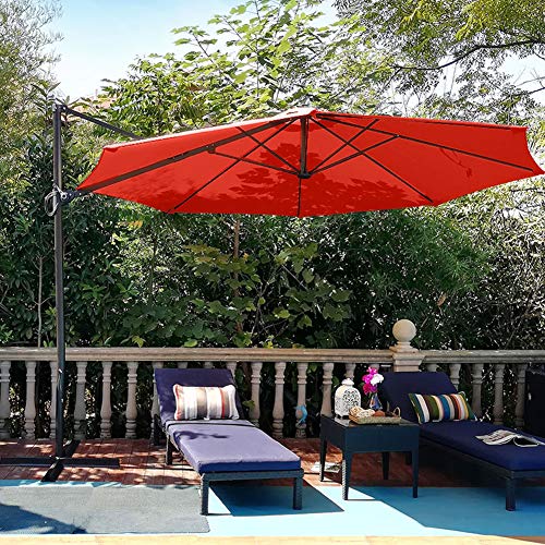 PHI VILLA 11ft Patio Cantilever Umbrella Outdoor Large Windproof Offset Hanging Umbrellas