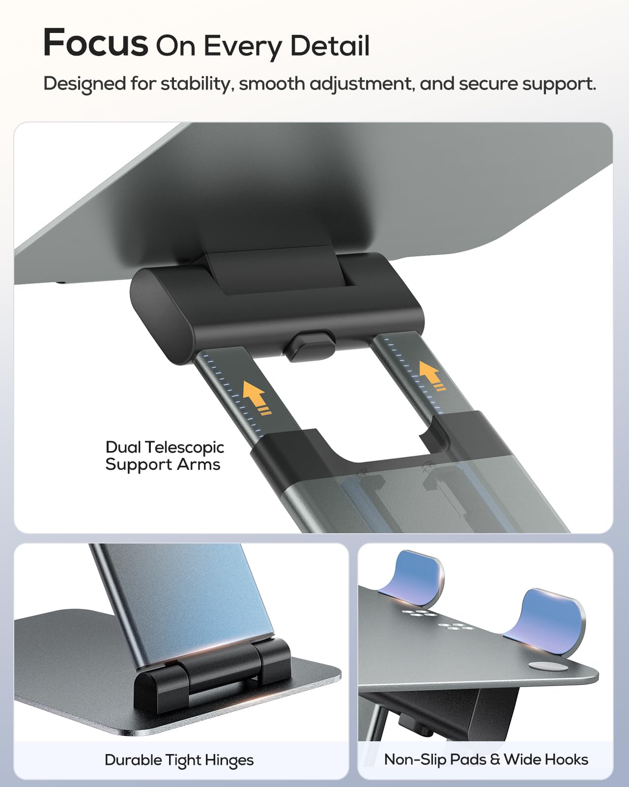 NULAXY Supporto per computer portatile da scrivania, regolabile in altezza da 3 cm a 50,8 cm, supporta fino a 10 kg, compatibile con MacBook, tutti i computer portatili e tablet da 10 a 17 pollici