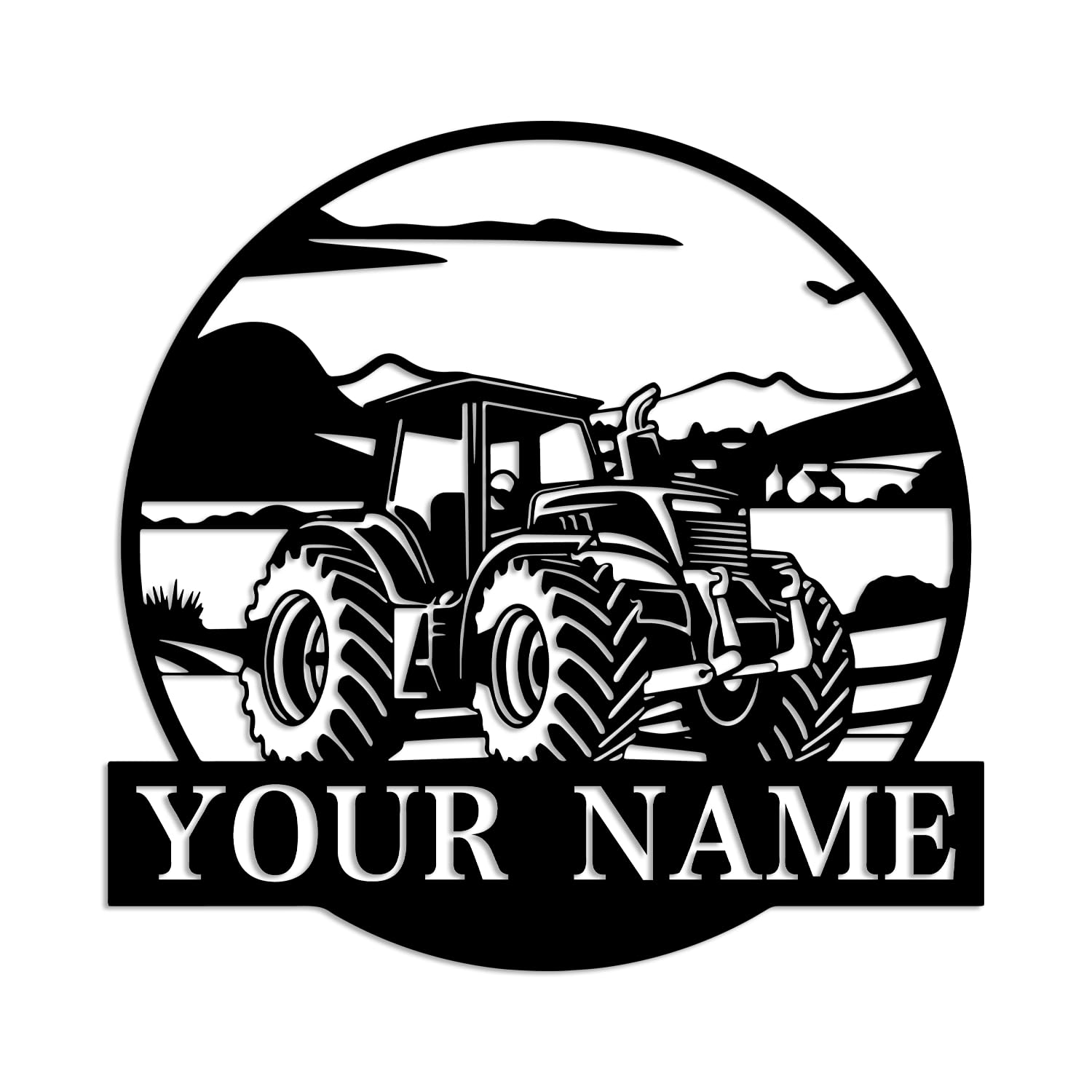 Kissesuu Tractor H Custom Tractor Driver Metal Wall Art, Personalized Farm Truck Decor, Home Decor Sign, Black Metal Art, Custom Name Signs (Tractor)