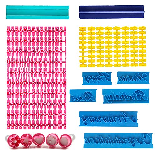 Alphabet Number Cookie Stamps Letters Punctuation Biscuit Fondant Stamp Pressure Printing Cookie Cutter Set for Decorations Embosser Cutter Fondant DIY Tool