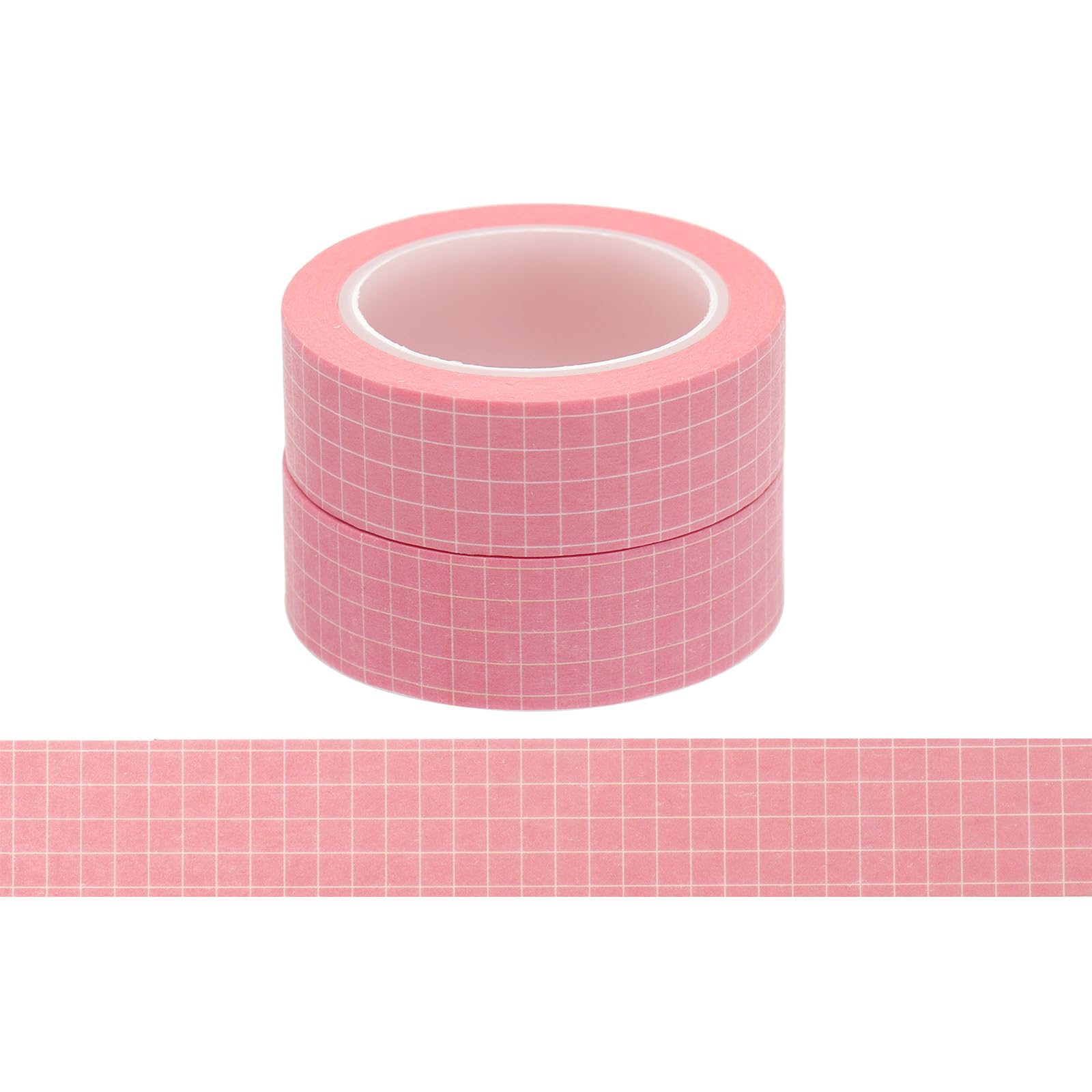 NatSumeBasics Washi Tape Pink Grid Washi Tapes 2 Pcs Decorative Masking Tape Self-Adhesive Craft Tapes for Packaging Decor Journals Scrapbooks