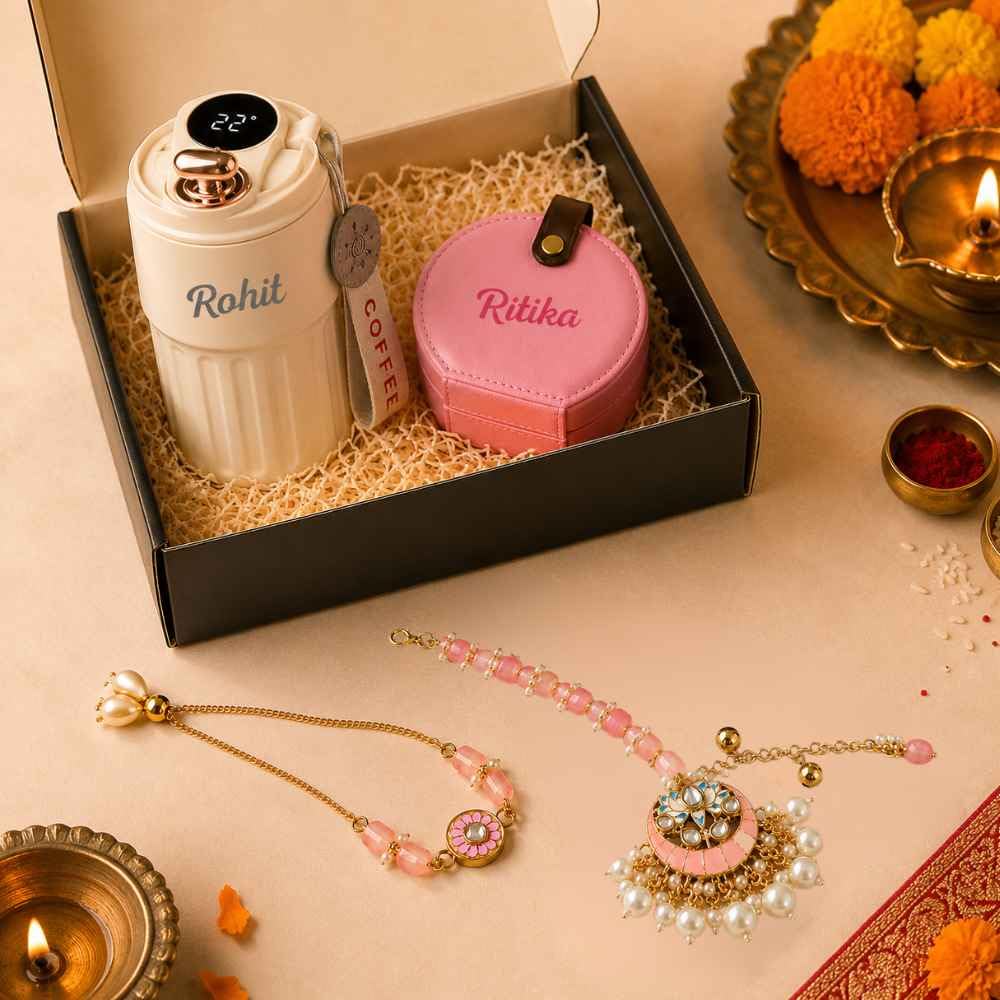 Nutcase Personalized Bhaiya Bhabhi Rakhi Gift Set with Personalised Coffee Mug & Customized Jewellery Box | Rakshabandhan Gift Hamper for Bhaiya Bhabhi.-image-9