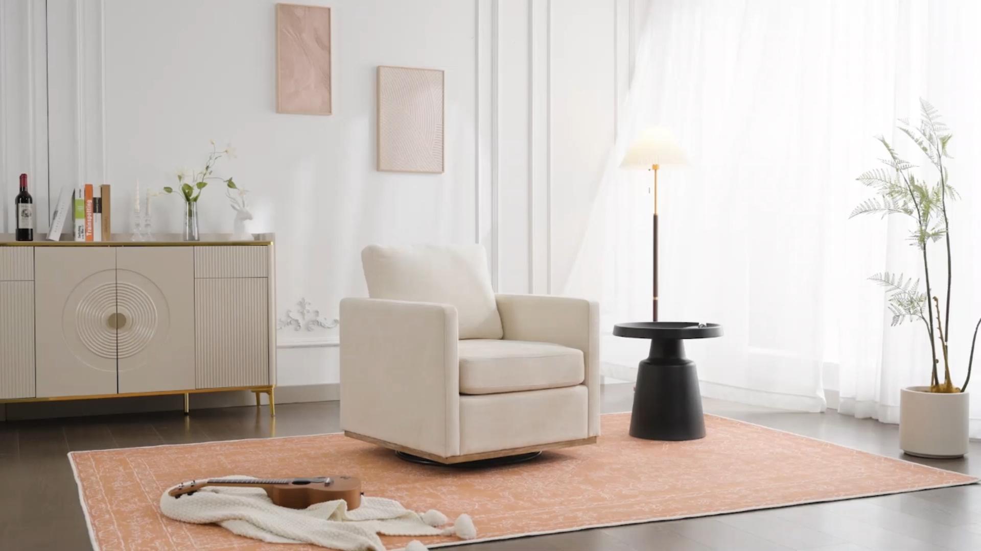 Sillón Plegable Chenille Beige miniatura 7
