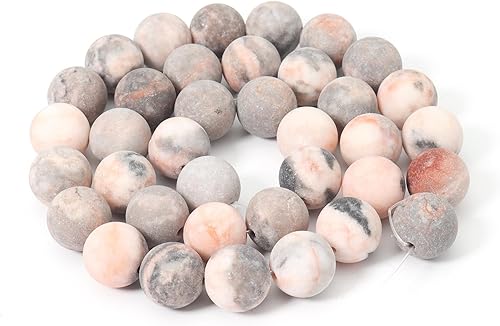 Miniatura 6 de 60 cuentas redondas sueltas de jaspe cebra rosa mate natural de 0.236 pulgadas para hacer joyas, pulseras y collares