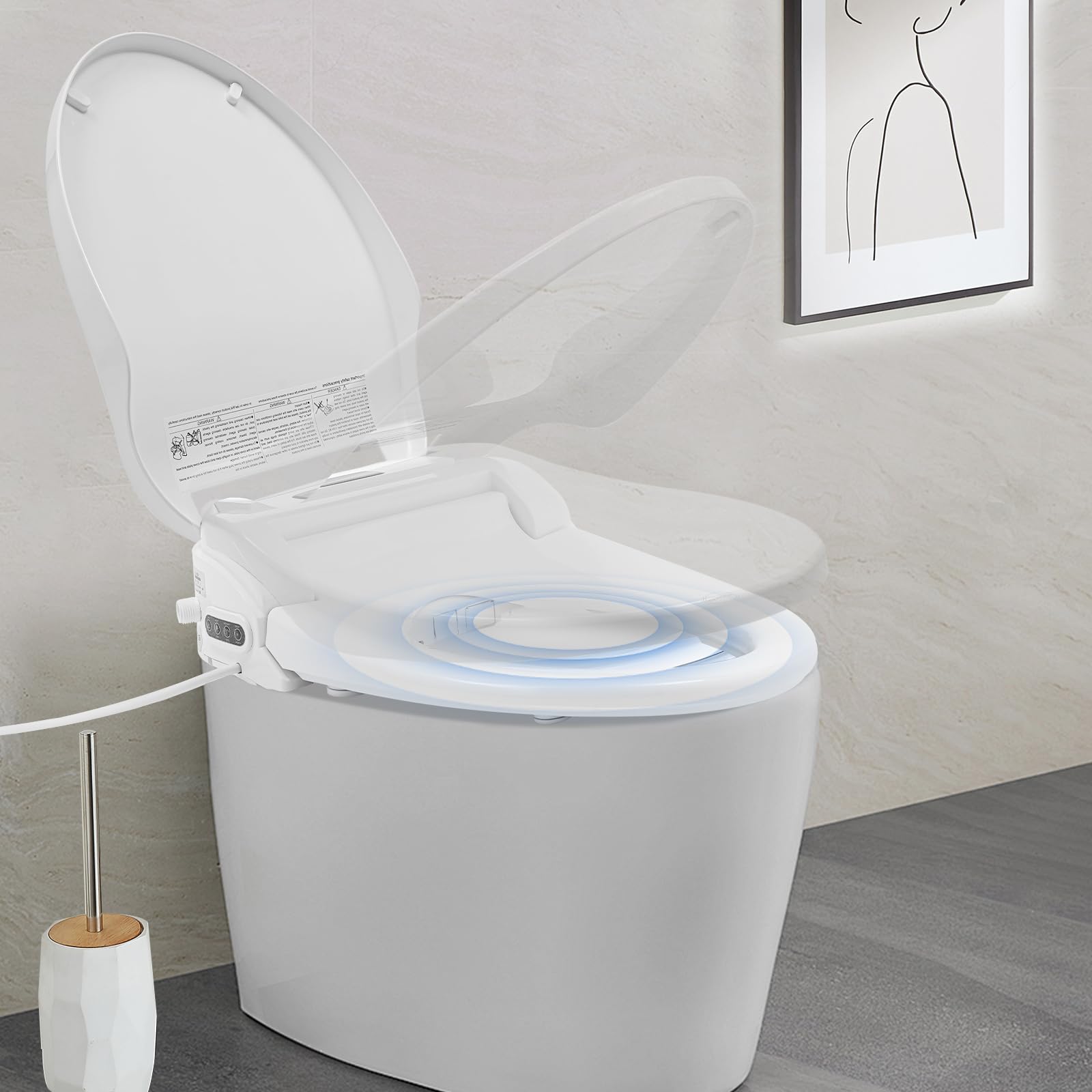 Smart Bidet, podgrzewana deska sedesowa z dyszą, siedziska bidetowe WC, podgrzewane siedzisko 32℃-48℃, elektryczna toaleta prysznicowa WC Popodusche