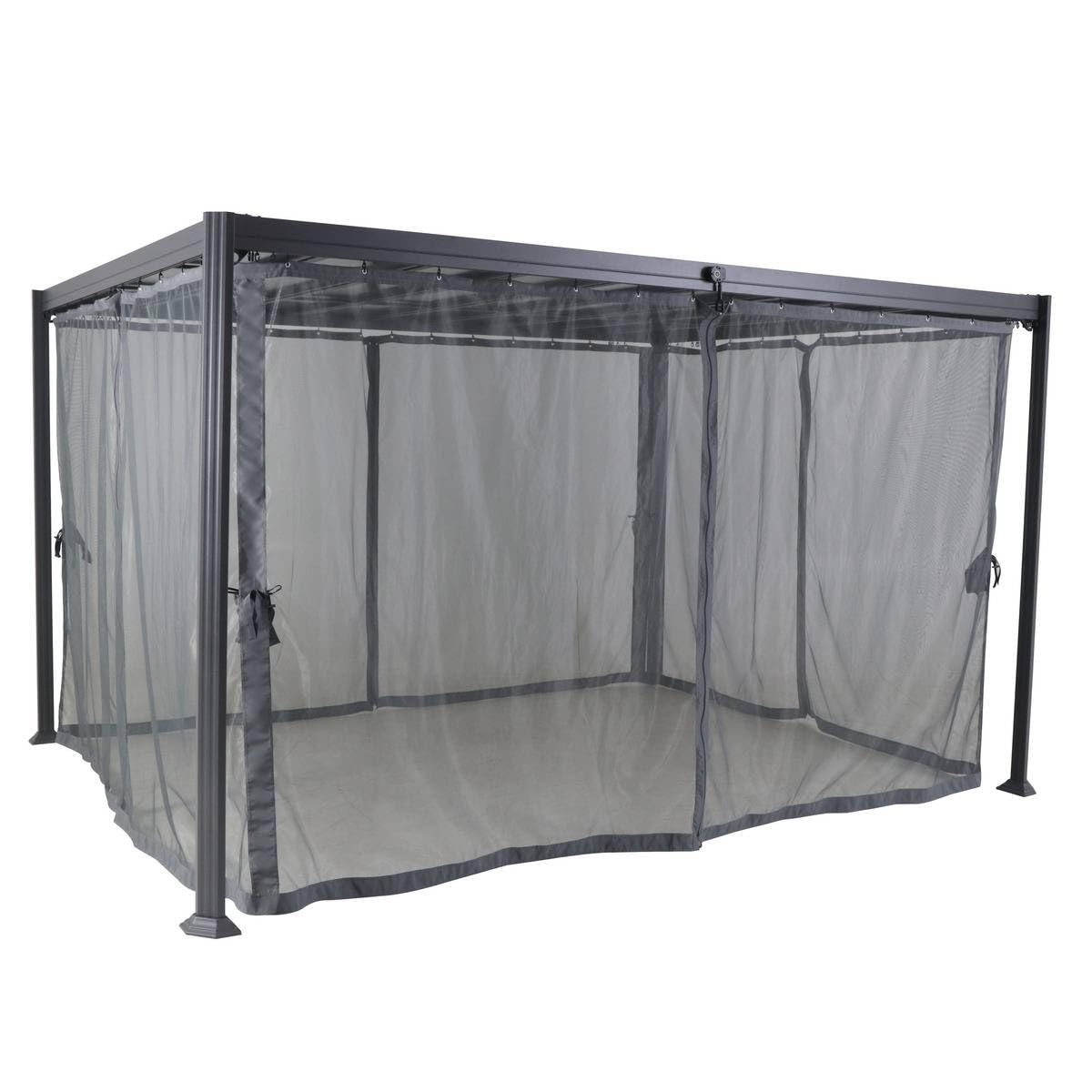 Hespéride - Moustiquaire pour pergola Belize Ardoise (4 Rideaux)