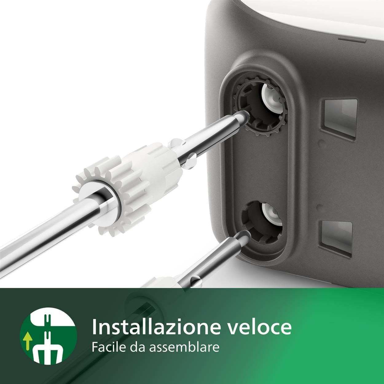 Philips 5000 Series Mixer, 450 W, 5 Velocità + Turbo, Facile Montaggio delle Fruste, Grigio/Cashmere (HR3741/00)