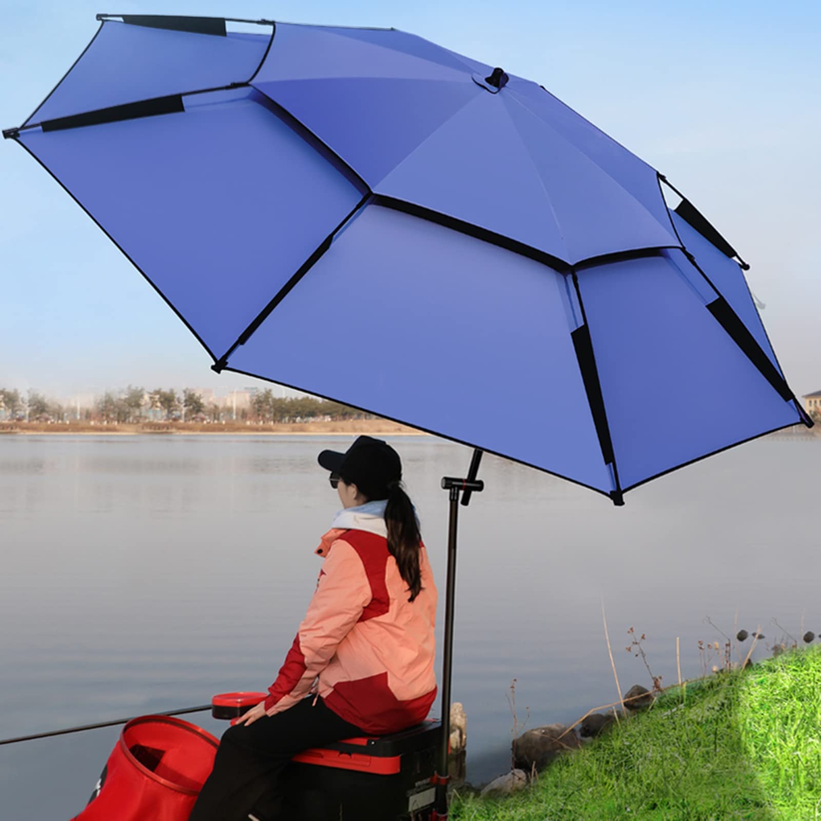 Zewnętrzny parasol ogrodowy parasol wiatroszczelny dwuwarstwowy parasol wędkarski i kempingowy wodoodporna osłona przeciwsłoneczna 2 m/2,2 m/2,4 m długość łuku dla najlepszej ochrony przed