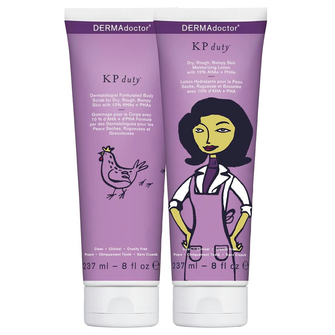 DERMAdoctorKP Bump Eraser Body Scrub and Lotion Kit Dermatologist Formulated Exfoliant | Keratosis Pilaris Treatment For Dry And Bumby Skin 10% AHAs + PHAs
