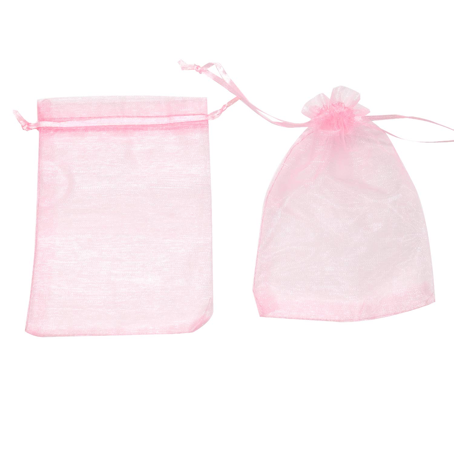 Dealglad 100 szt. torebek z organzy 15 x 20 cm, różowe torby siatkowe sznurek na biżuterię woreczki na prezenty baby shower wesele torby upominkowe